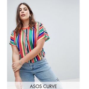 NWT Asos Curve t shirt rainbow stripe shirt